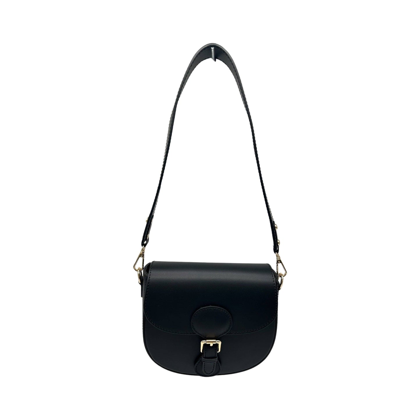 LEONINE SCHWARZE SCHULTERTASCHE AUS GLATTEM LEDER
