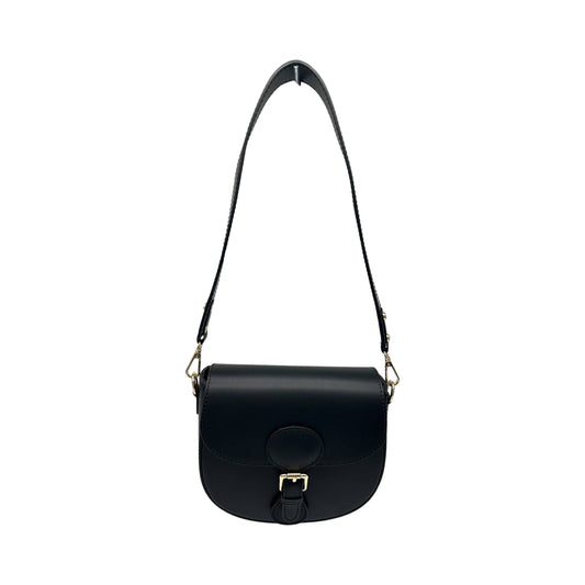 BOLSO DE HOMBRO LEONINE DE PIEL LISA NEGRA