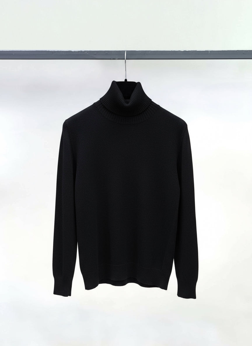 Pull col roulé en maille cachemire et laine: Noir / Taille unique