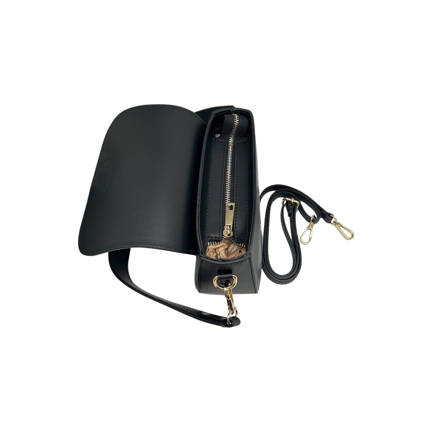 LEONINE SCHWARZE SCHULTERTASCHE AUS GLATTEM LEDER
