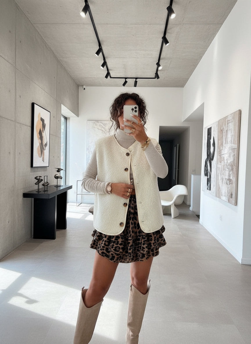 Veste sans manche moumoute - 3114: Noir