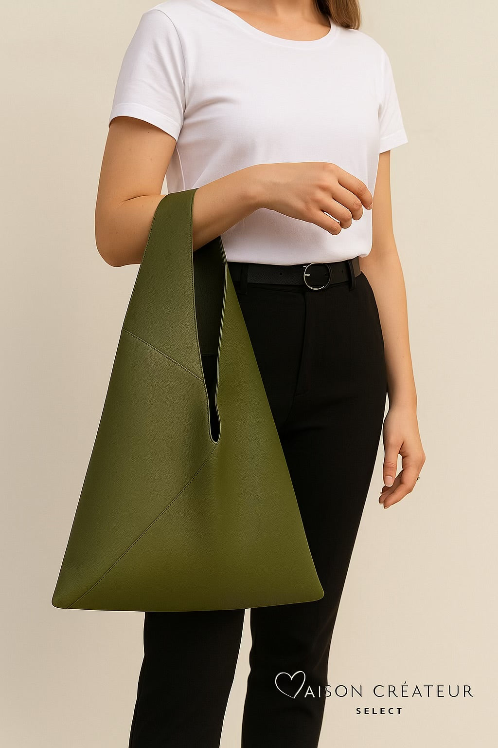 SAC CUIR GRAINE NOMADE G: KAKI