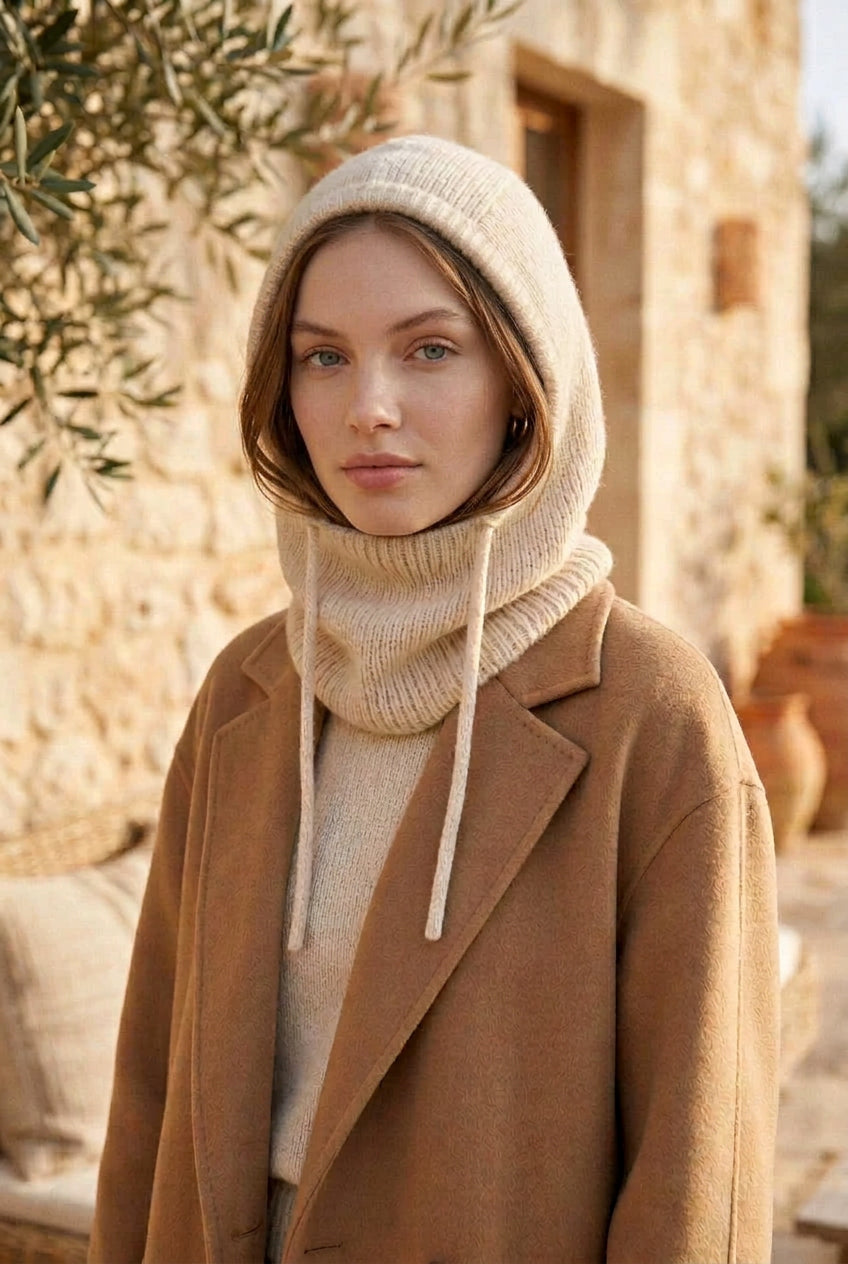 Cagoule en maille côtelée