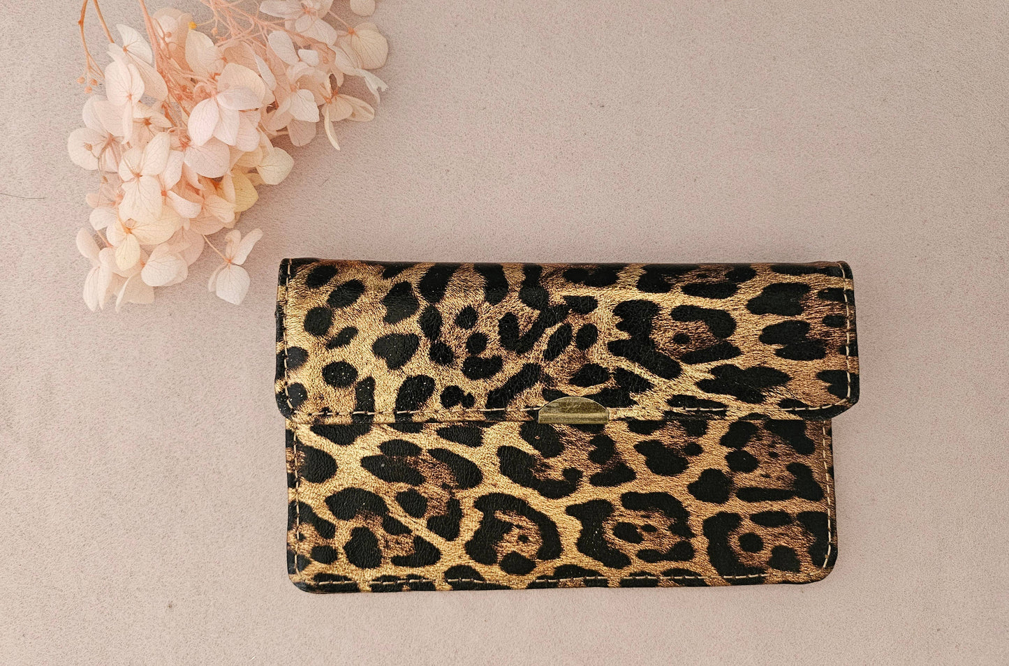 Porte monnaie cuir tout en un compact: Noisette