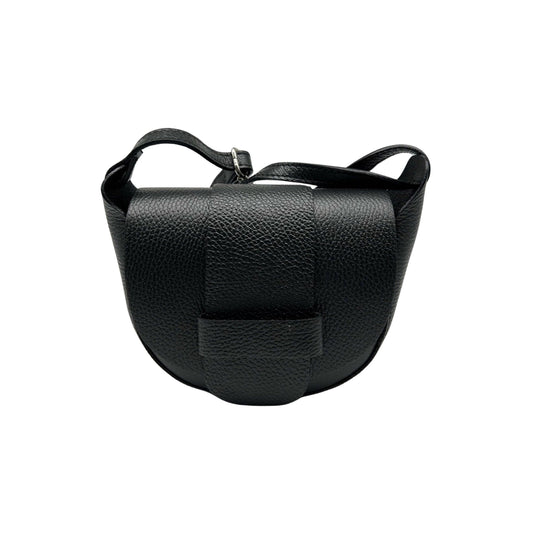 SCHWARZE SCHULTERTASCHE AUS GENARBTEM LEDER „MARGOT“