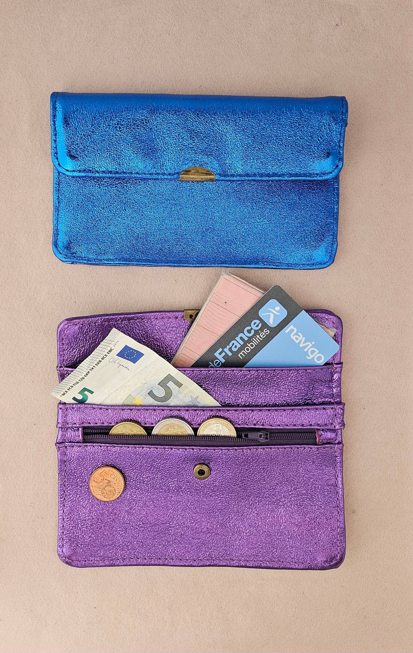 Porte monnaie cuir tout en un compact: Léopard