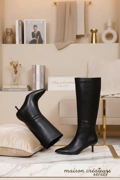 Botte à talons fins tendance pour femme Noir