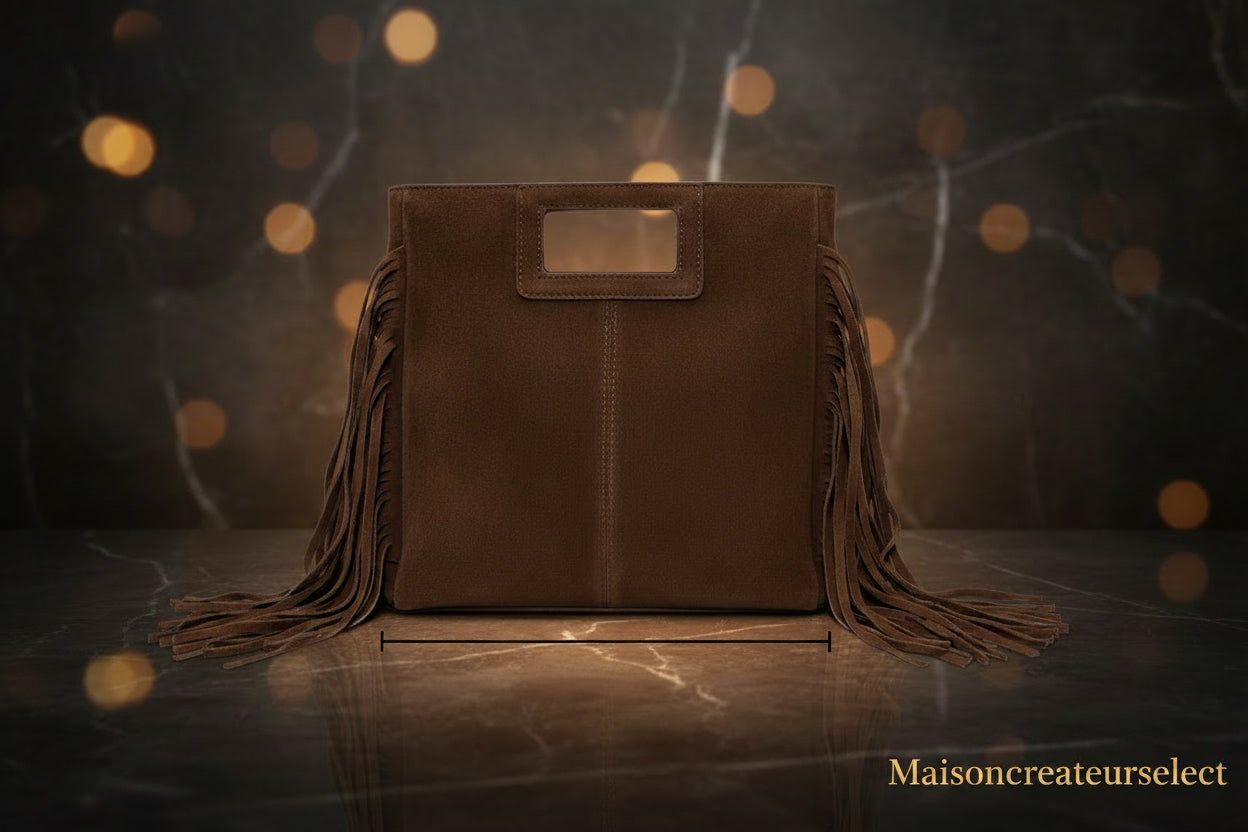 Sac Solène Chocolat – Cuir Suède Italien