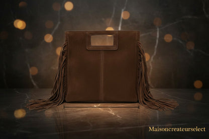 Sac Solène Chocolat – Cuir Suède Italien