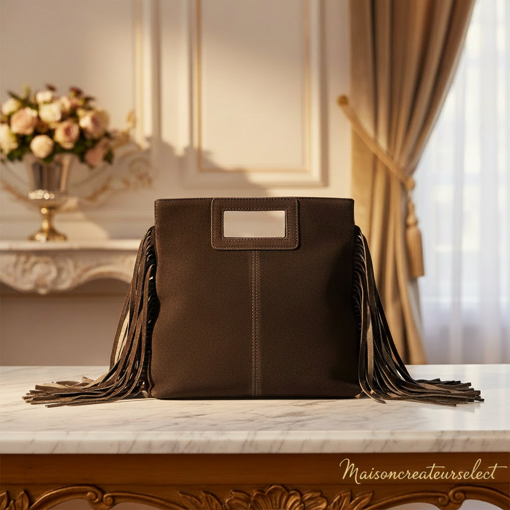 Sac Solène Chocolat – Cuir Suède Italien