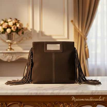 Sac Solène Chocolat – Cuir Suède Italien