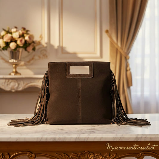 Sac Solène Chocolat – Cuir Suède Italien