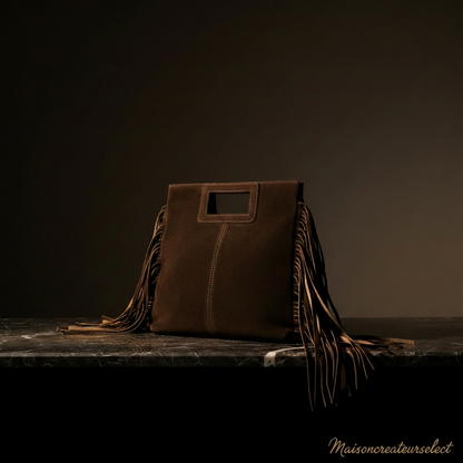 Sac Solène Chocolat – Cuir Suède Italien