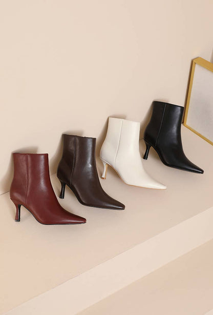 Bottines élégantes à talon fin et bout pointu Noir