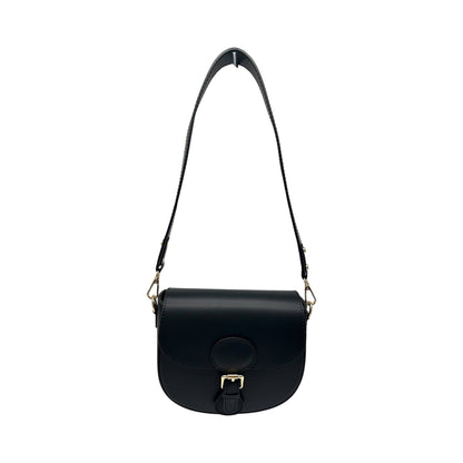 SAC BANDOULIERE CUIR LISSE LEONINE NOIR