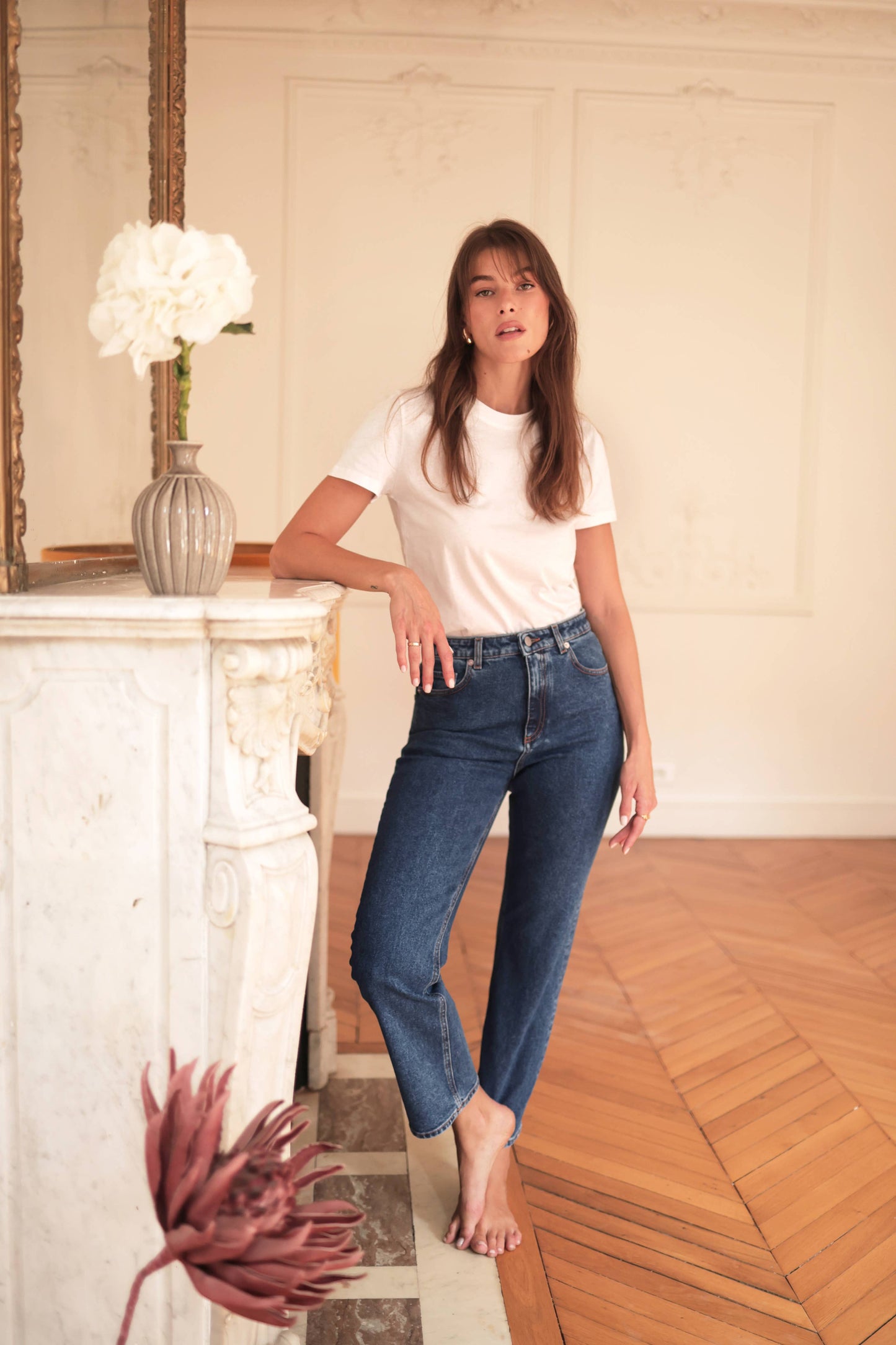 Jean droit taille haute: Brut