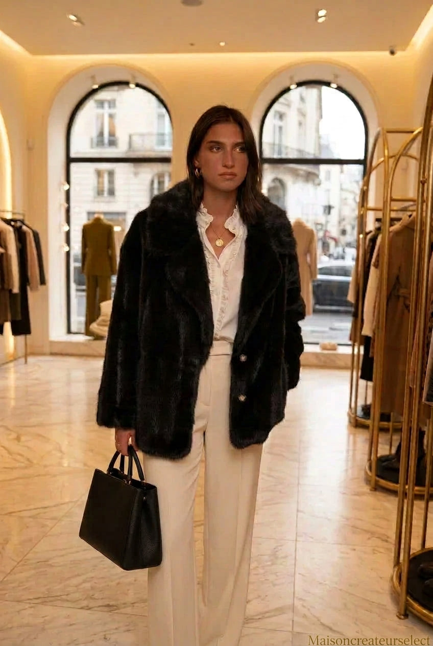 Manteau Rayen fausse fourrure marron — Madame Cs