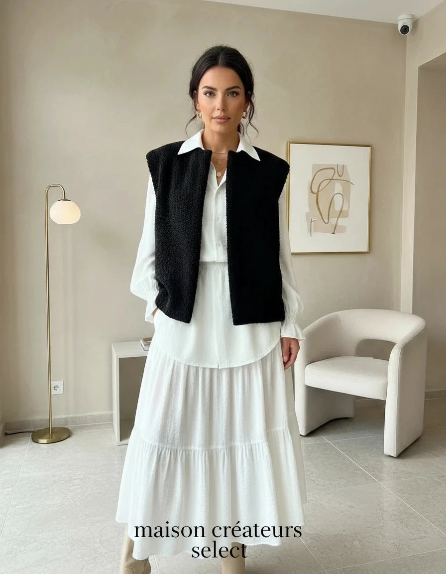 Veste sans manche moumoute - : Noir