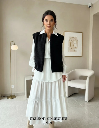 Veste sans manche moumoute - : Noir