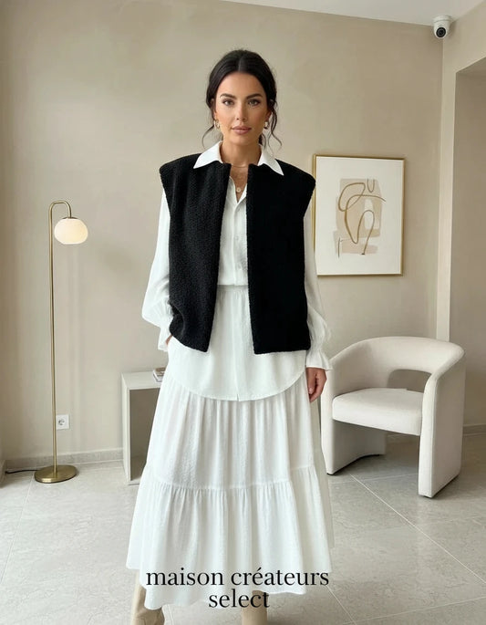 Veste sans manche moumoute - : Noir