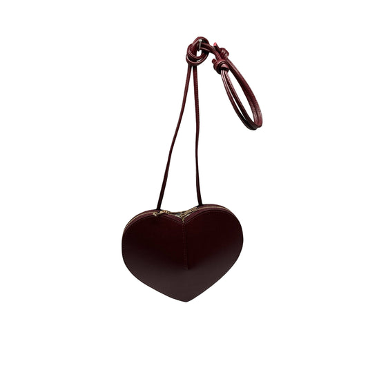 POCHETTE COEUR CUIR LISE: BORDEAUX
