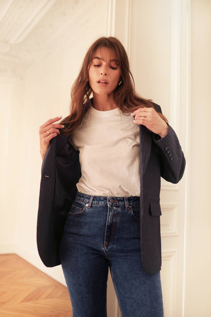 Jean droit taille haute: Brut