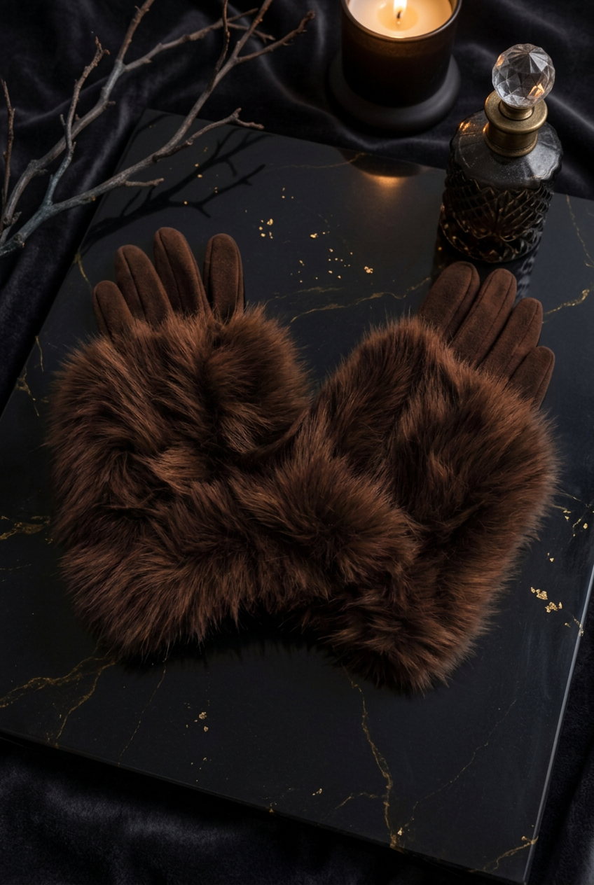 Gants bordés de fausse fourrure