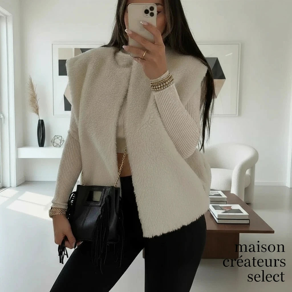 Veste sans manche moumoute - : Noir