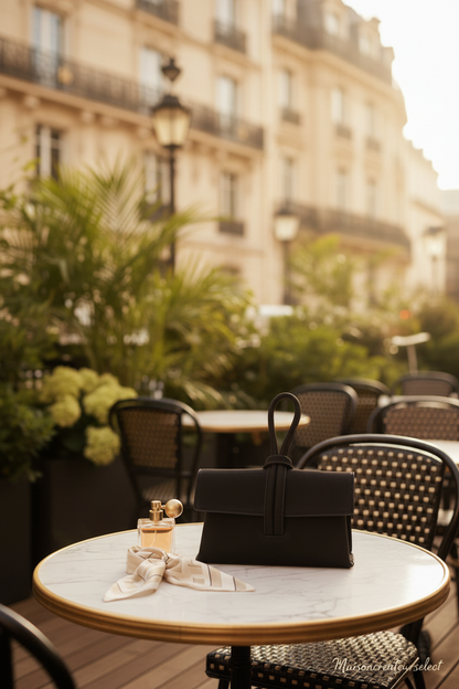 SAC POCHETTE CUIR SUÈDE CAPRI — NOIR