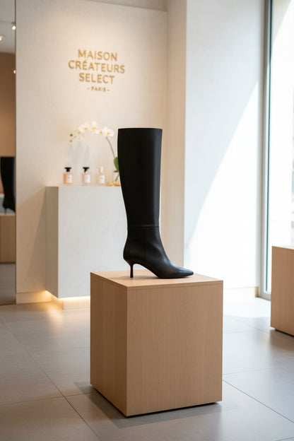 Botte à talons fins tendance pour femme Noir