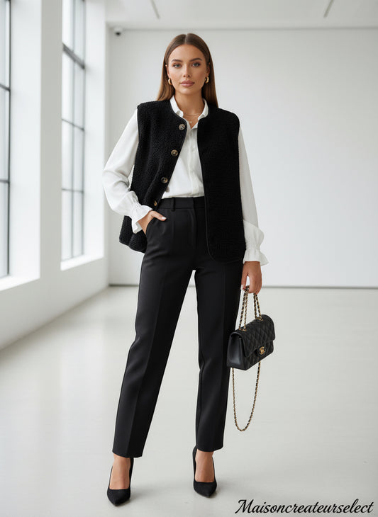 Veste sans manche moumoute - 3114: Noir