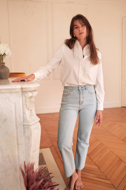 Jean droit taille haute: Brut