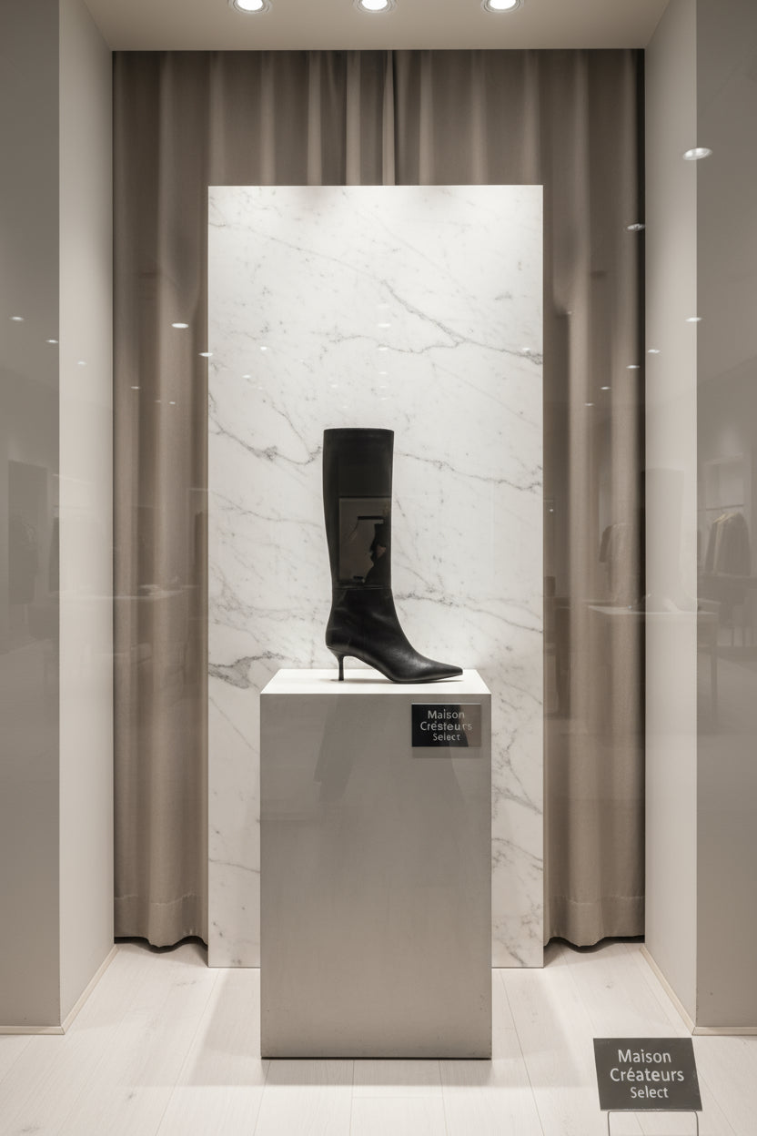 Botte à talons fins tendance pour femme Noir