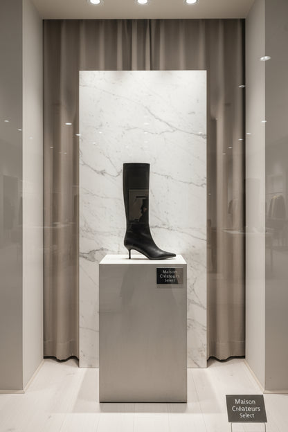 Botte à talons fins tendance pour femme Noir