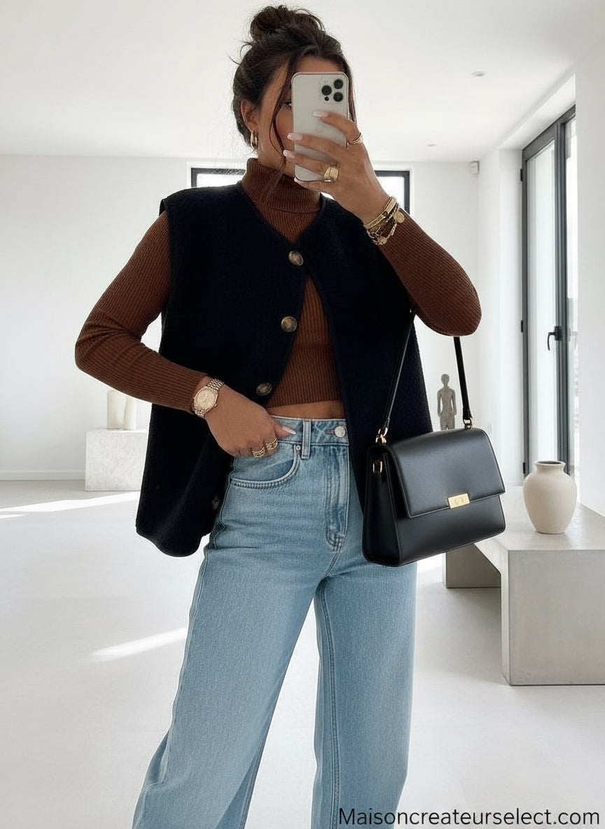 Veste sans manche moumoute - 3114: Noir