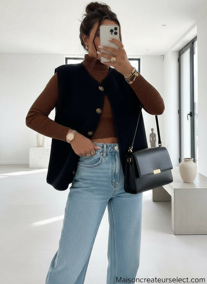 Veste sans manche moumoute - 3114: Noir