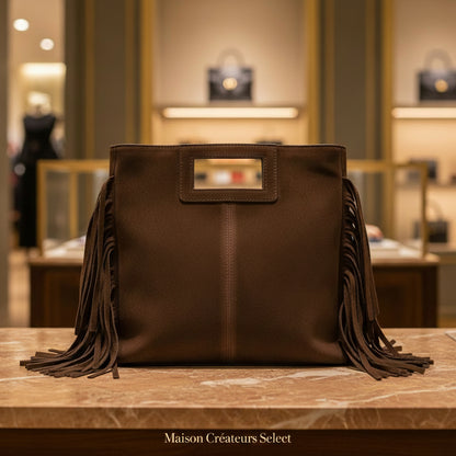 Sac Solène Chocolat – Cuir Suède Italien