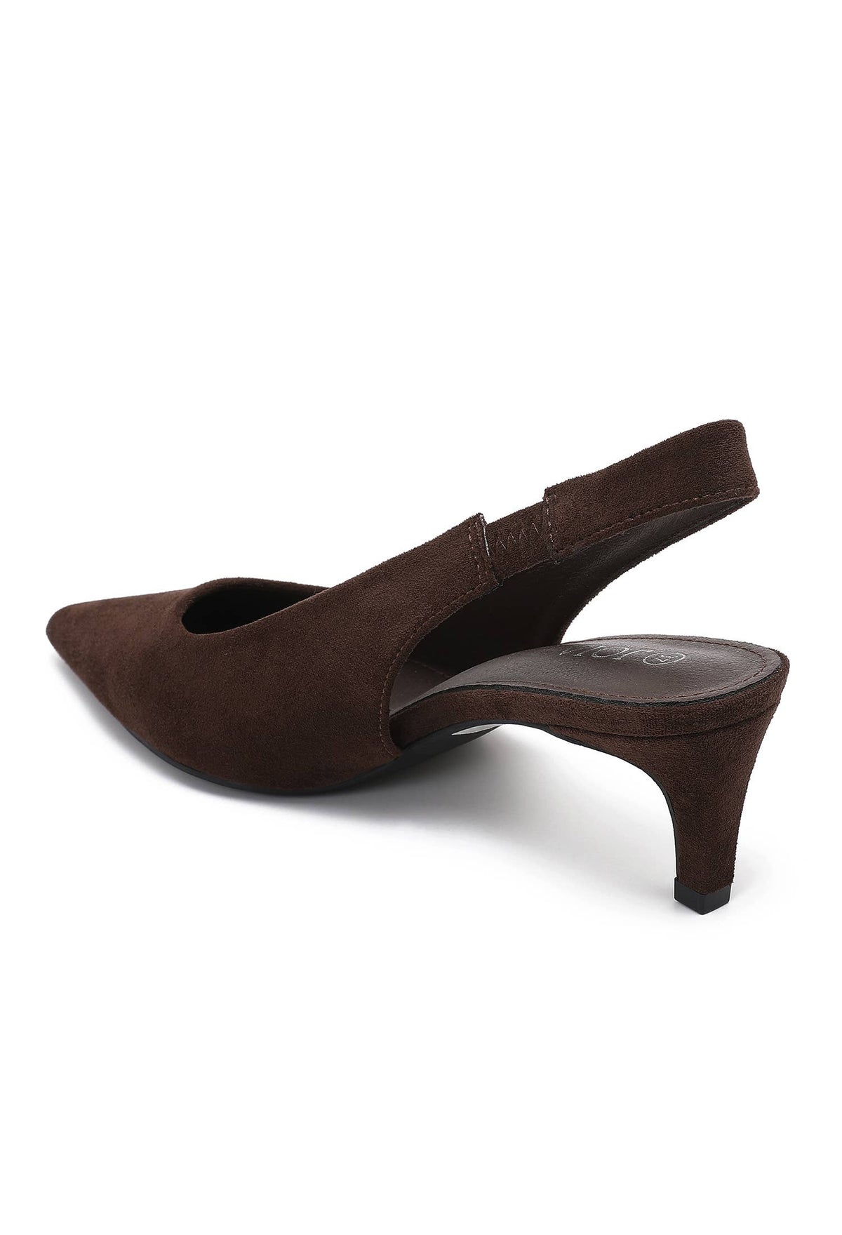 Escarpins slingback Alma talon kitten, suédine marron, pointures du 36 au 41