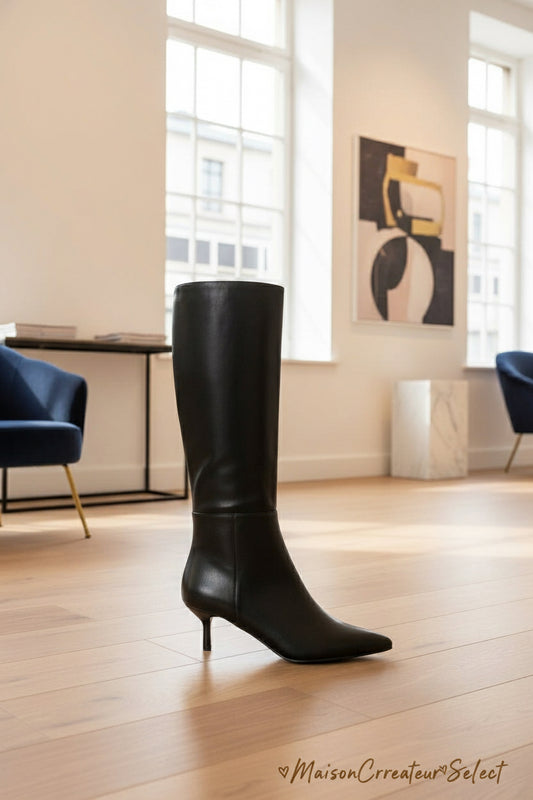 Botte à talons fins tendance pour femme Noir