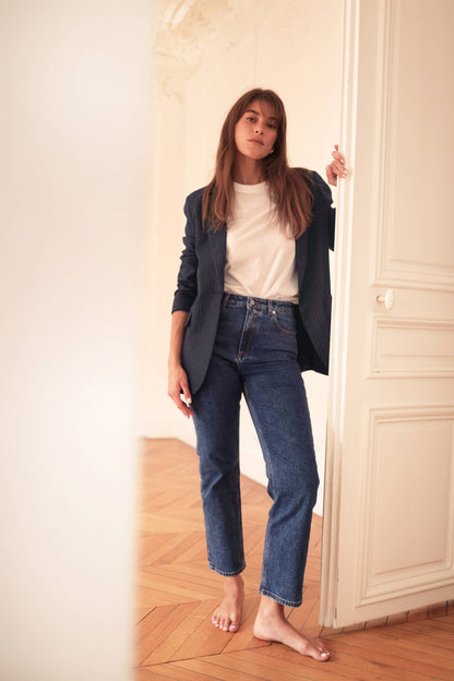 Jean droit taille haute: Brut