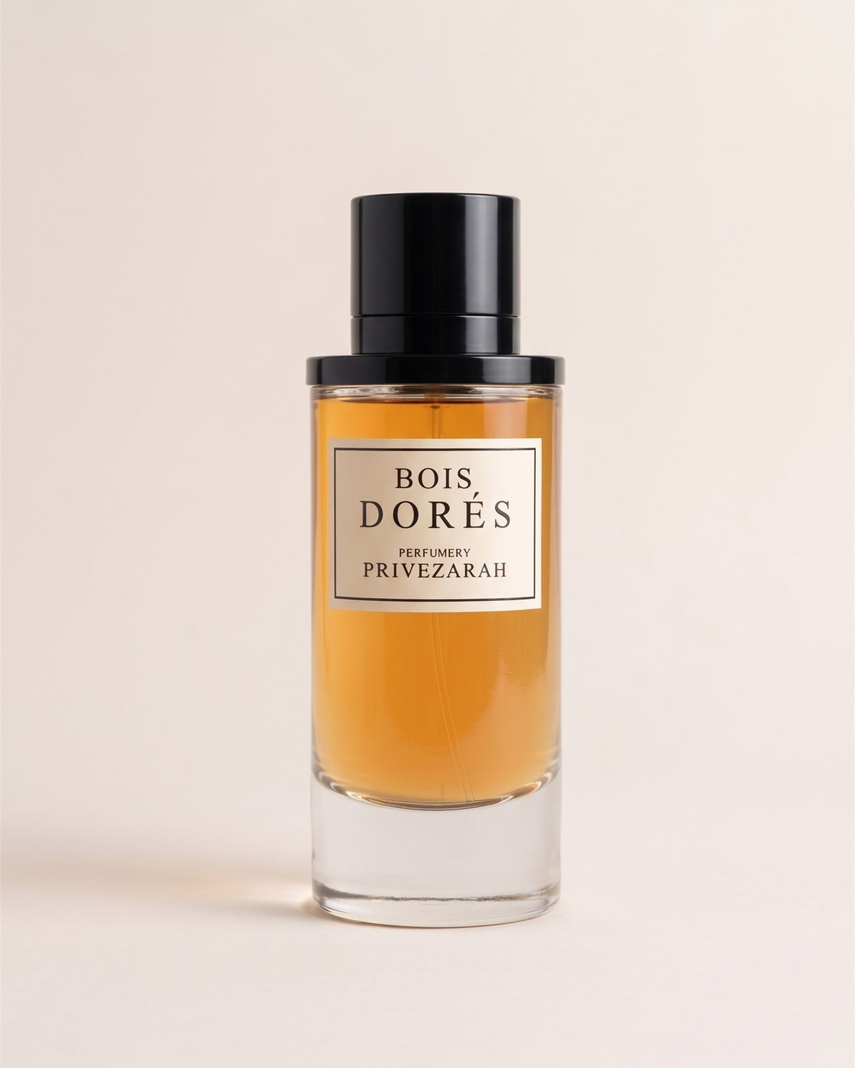 Eau de parfum Bois Dorés de Paris Corner Privezarah, flacon ambré à bouchon noir