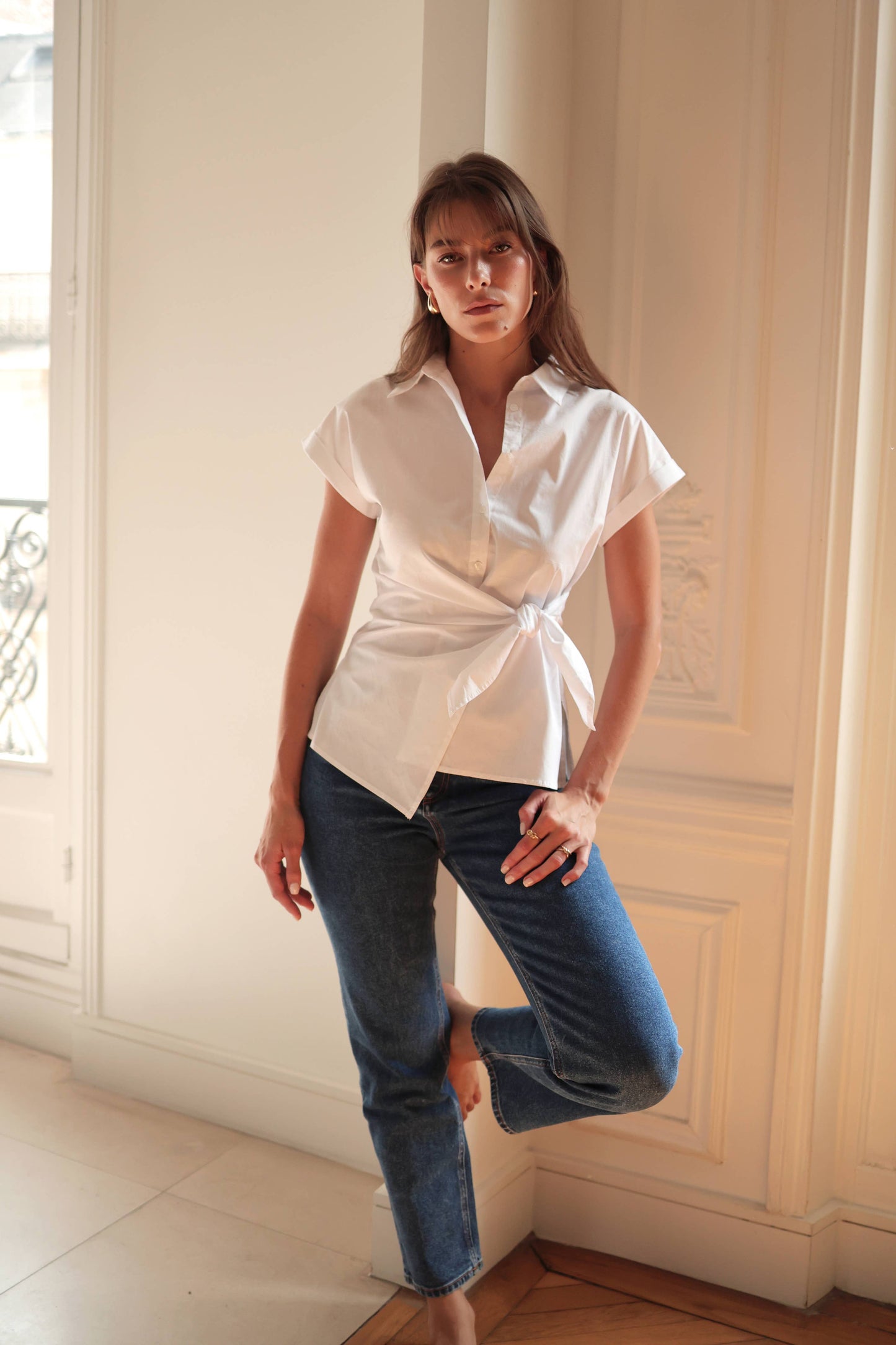 Jean droit taille haute: Brut