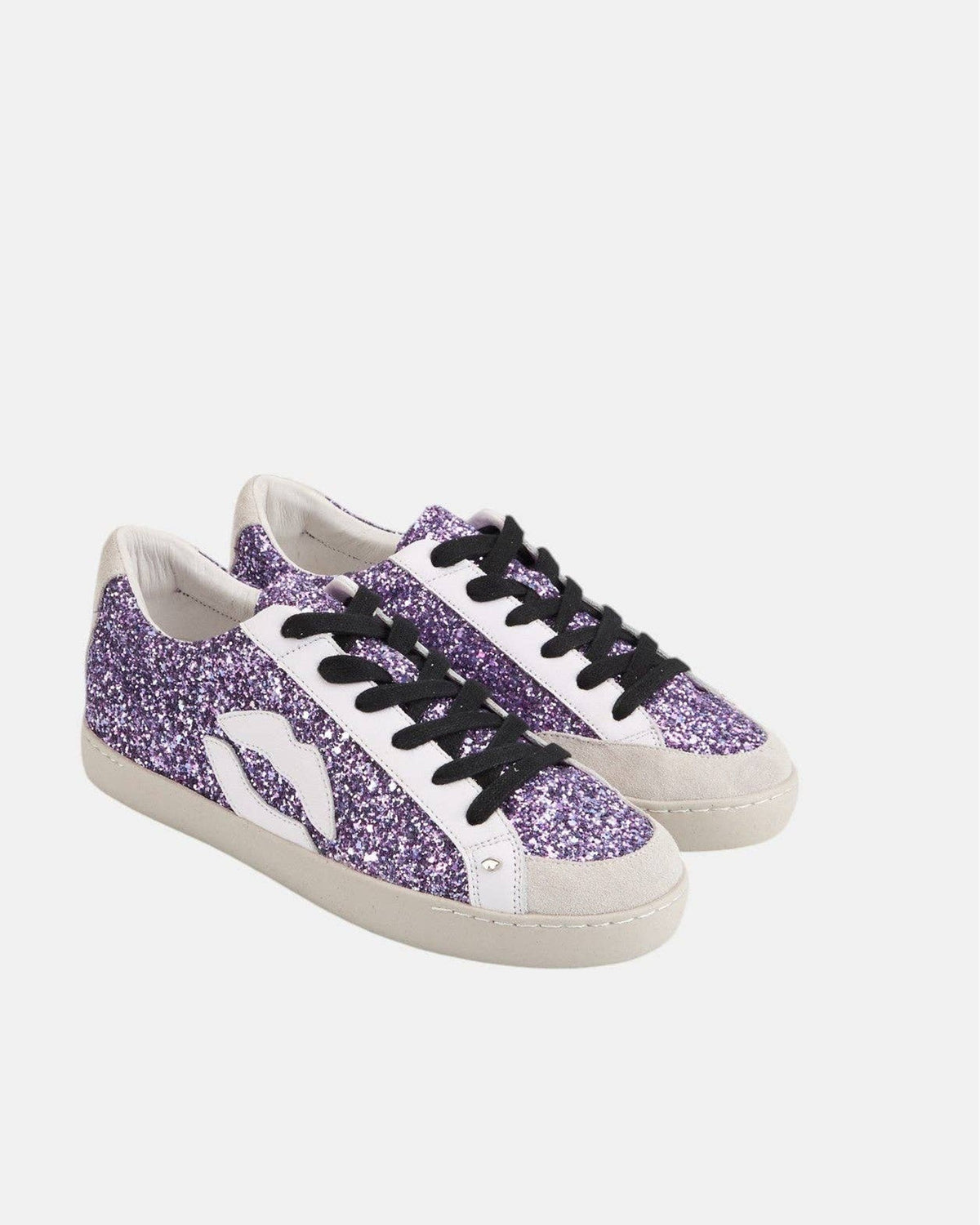 Baskets Colette à paillettes violettes et lacets noirs