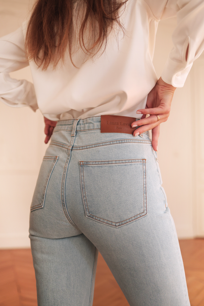 Jean droit taille haute: Brut