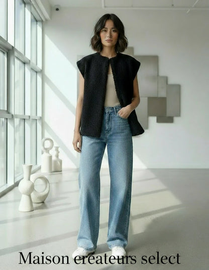 Veste sans manche moumoute - : Noir