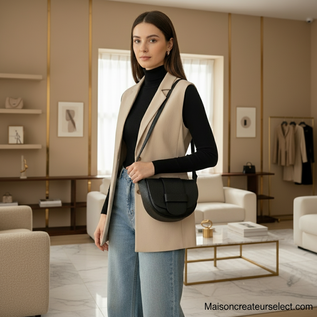 SAC BANDOULIERE CUIR GRAINE MARGOT NOIR