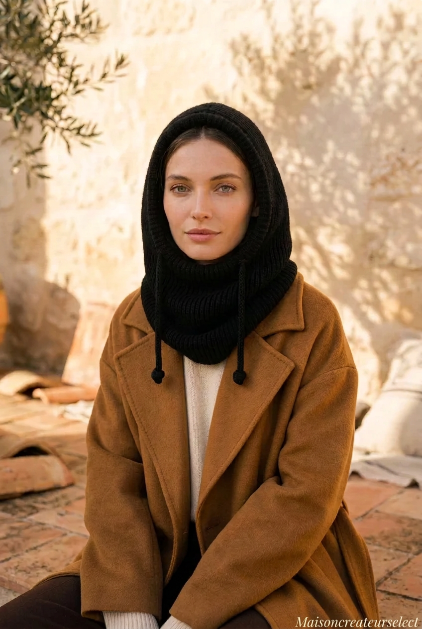 Cagoule en maille côtelée