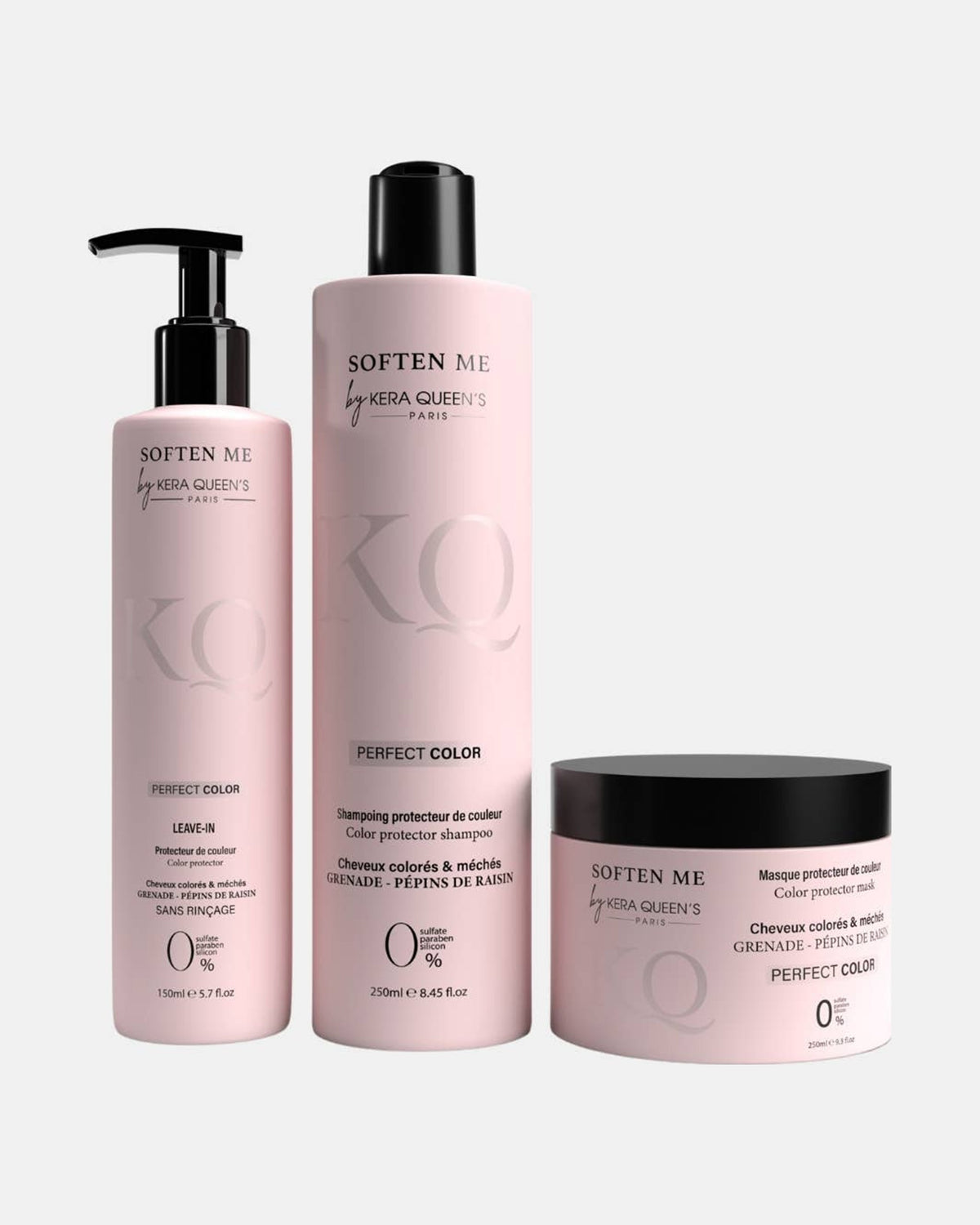 Gamme Perfect Color Kera Queen's : shampoing, masque et leave-in roses