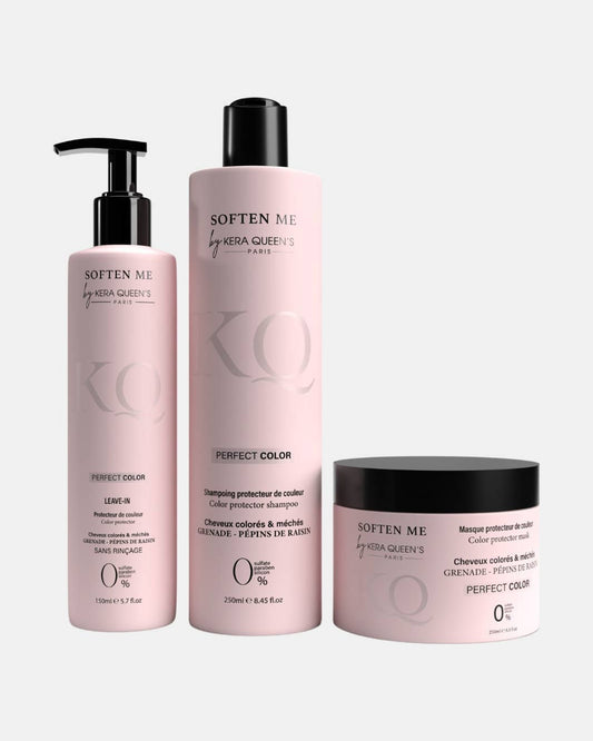 Gamme Perfect Color Kera Queen's : shampoing, masque et leave-in roses