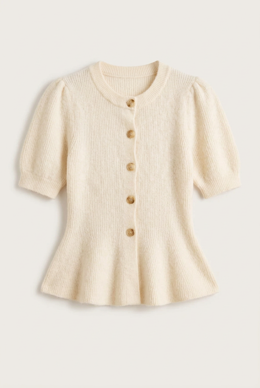 Gilet Esmée en maille à manches courtes, vue de face